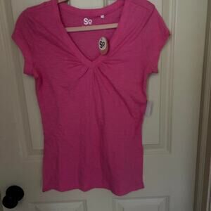 Y2k pink v neck short sleeve